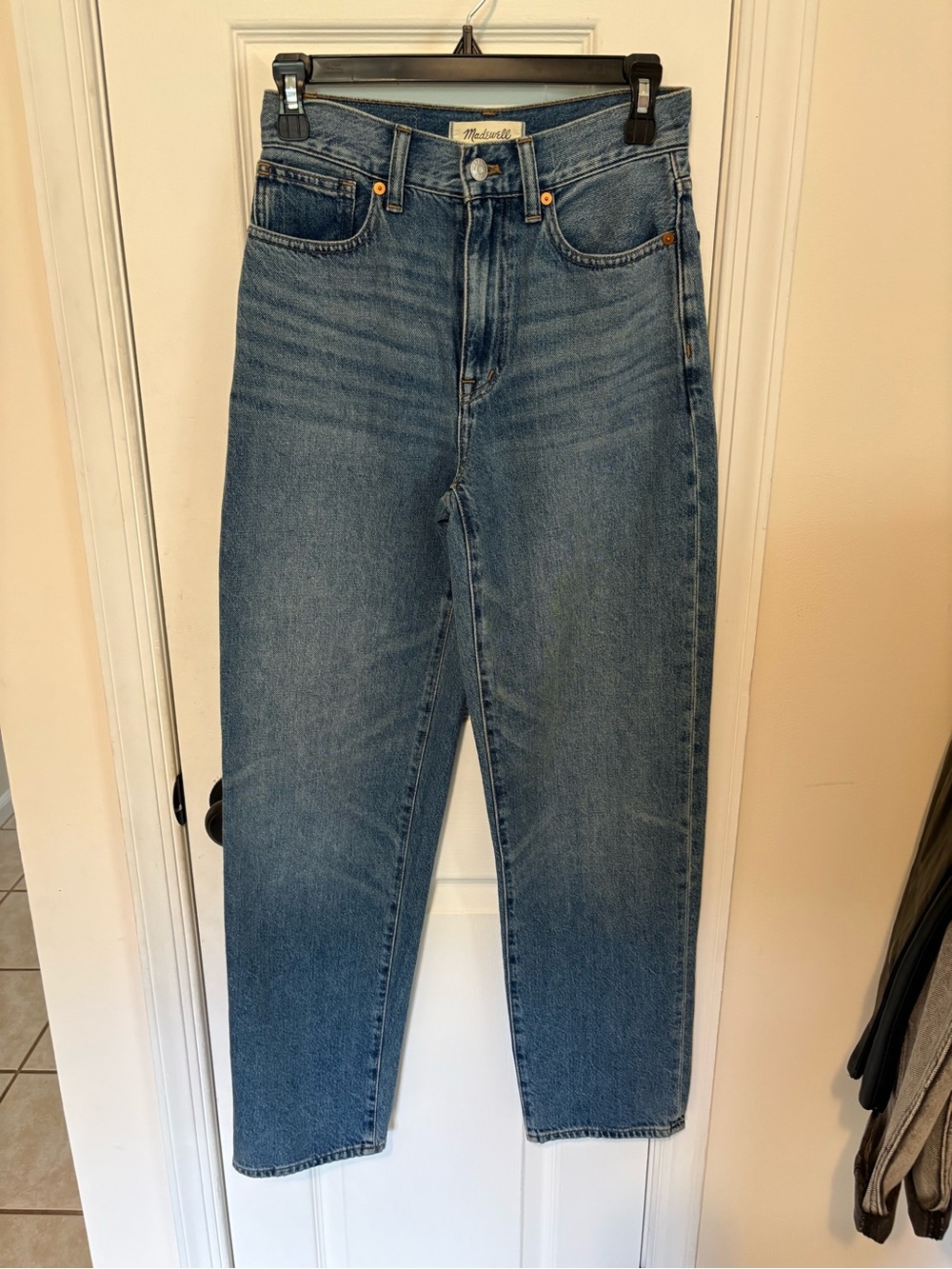 Madewell High-Rise, Baggy Straight Jeans in Medium Blue